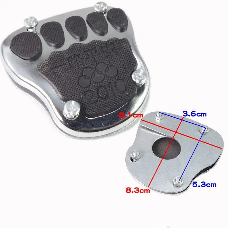 Motorcycle brake pedal skid plate metal footplate accessory for scooters and electric vehicles