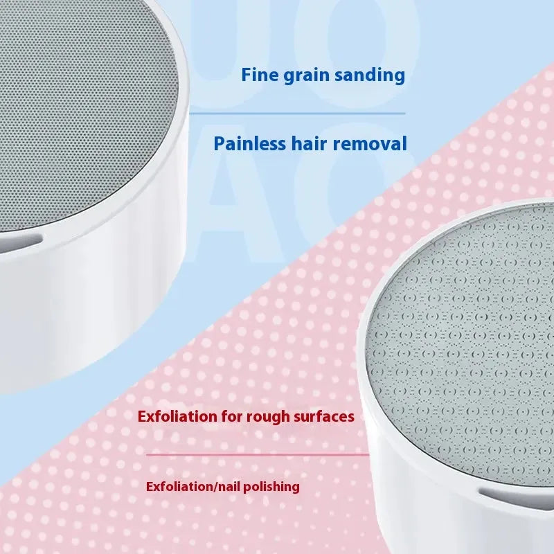 Nano glass epilator and foot grinder 2-in-1 device in plastic construction for body hair removal and foot care.