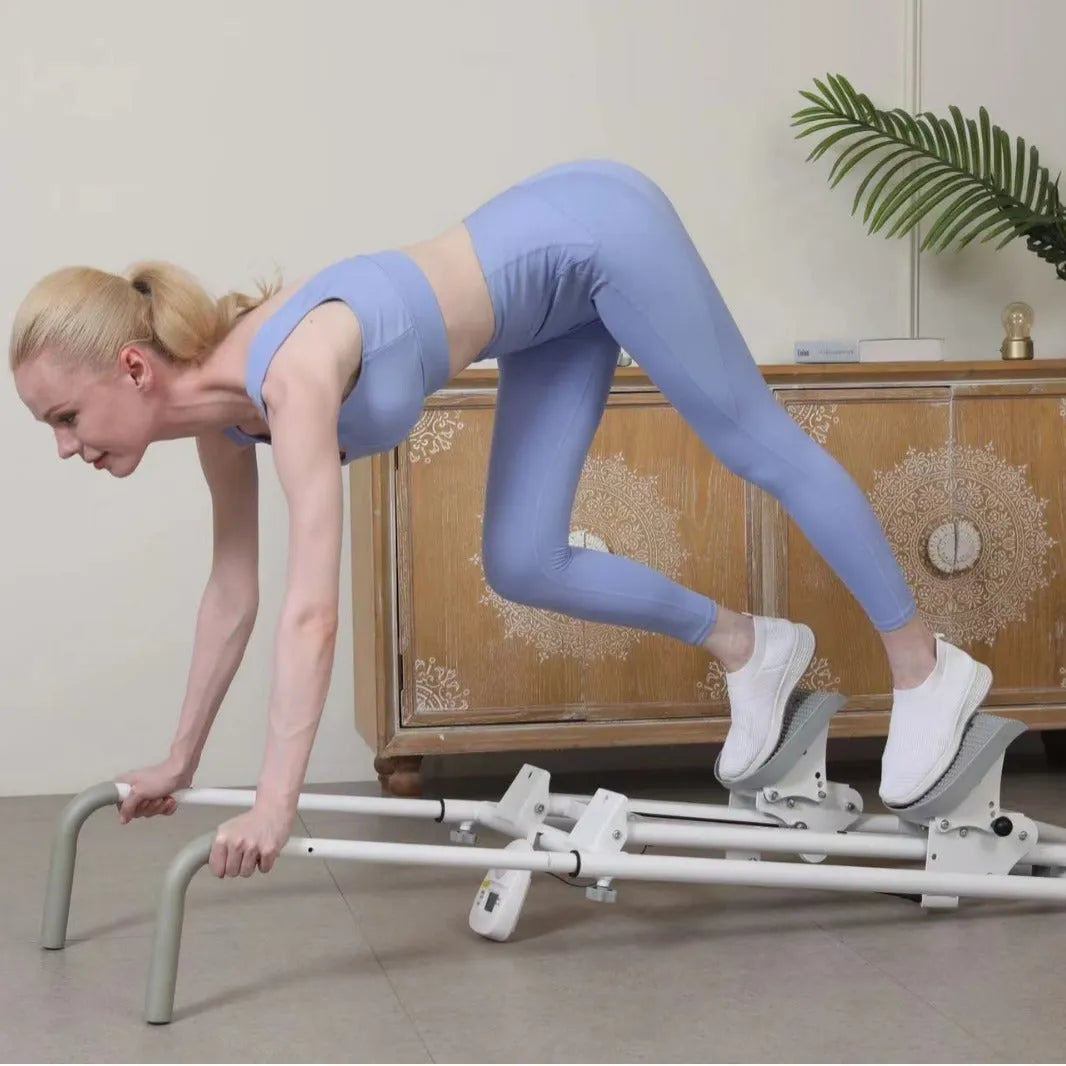Starlight white foldable multi-function treadmill and climbing frame for home fitness with 1000-day motor