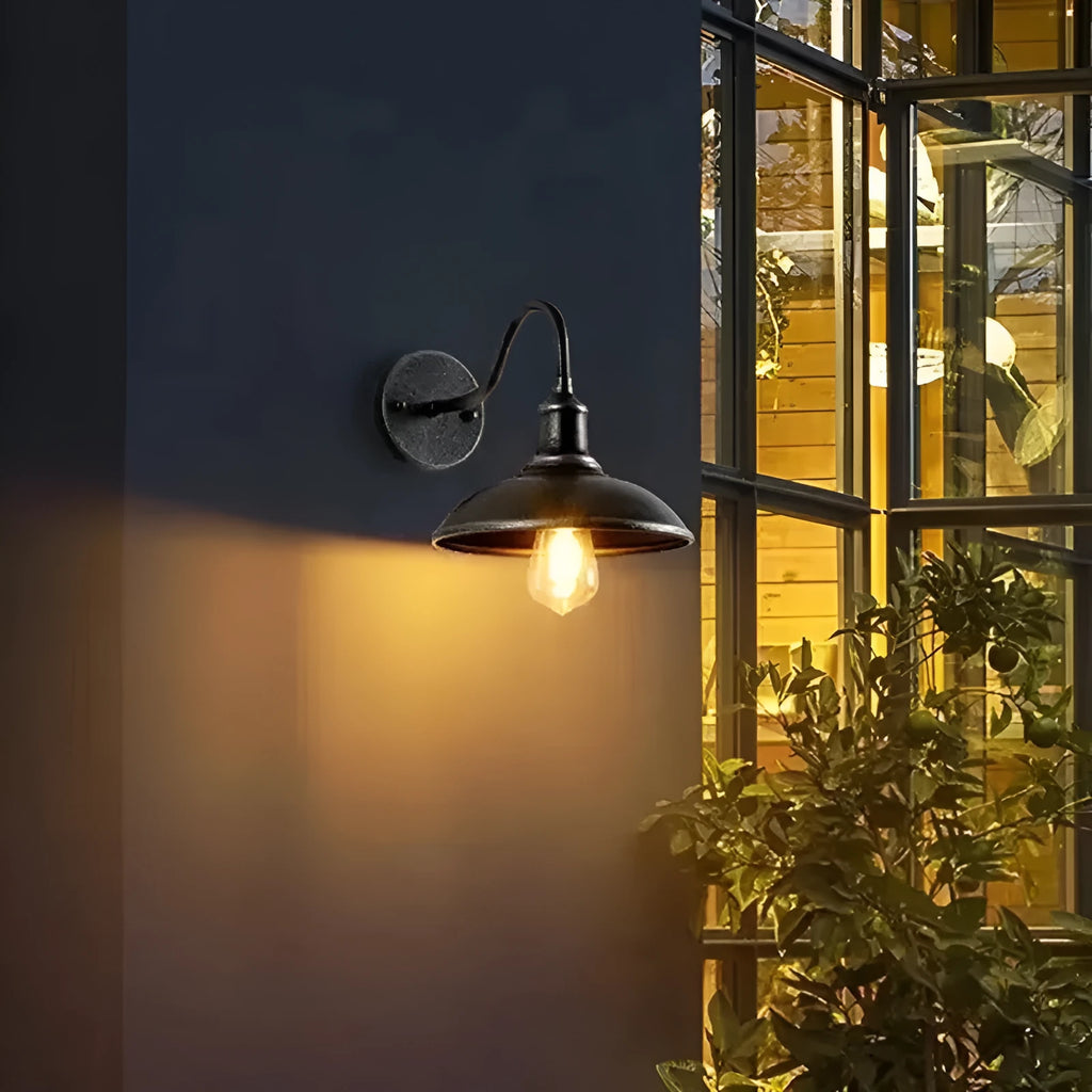 Retro-style villa courtyard wall lamp in silver finish with adjustable bevel mounting angle