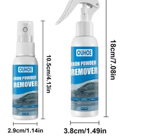 Automotive iron powder rust remover spray bottle with blue square sponge applicator