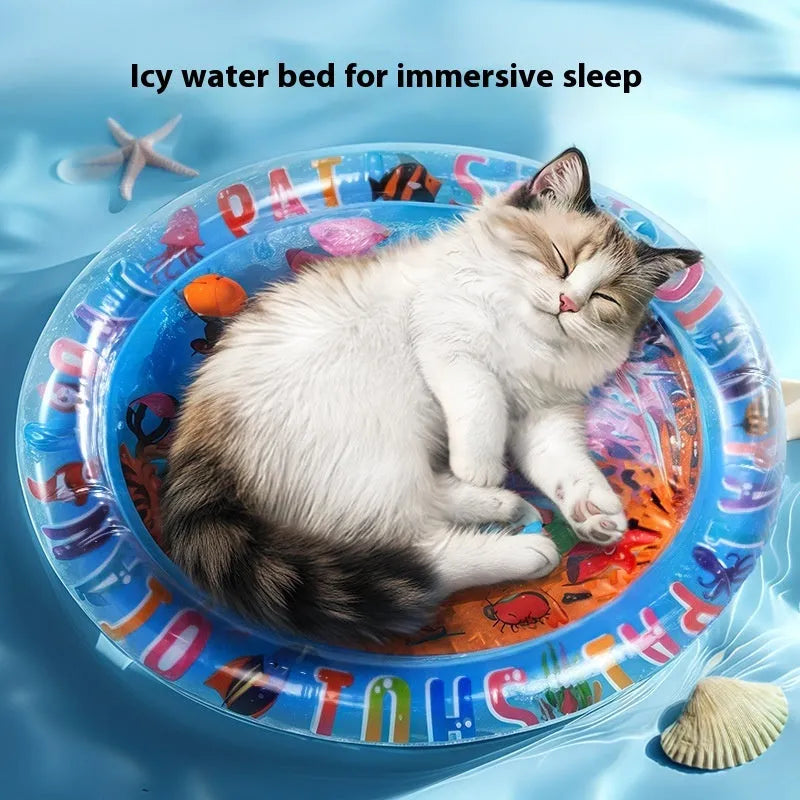 Inflatable PVC water cooling mat for pets with dolphin design