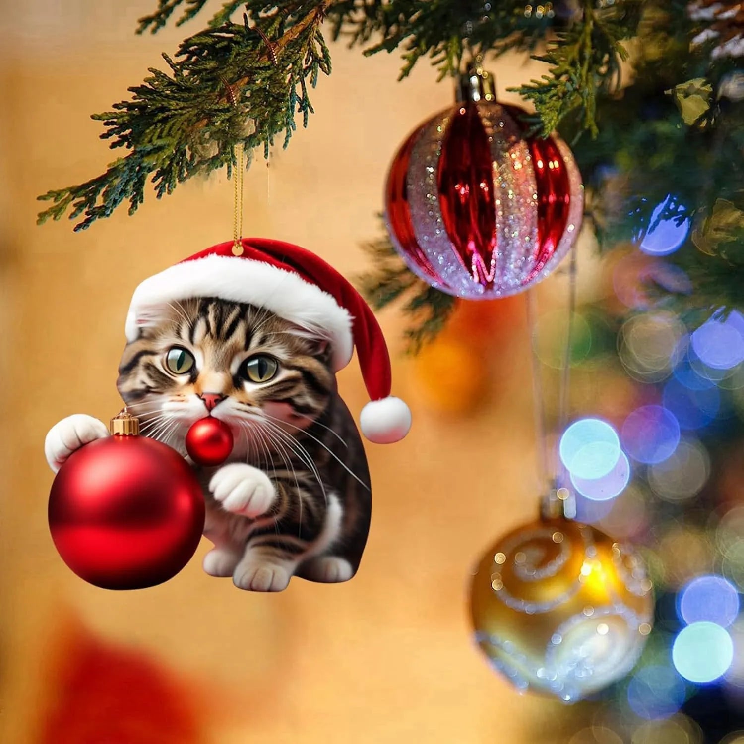 Christmas creative kitty car hanging ornament in acrylic material for vehicle interior decoration