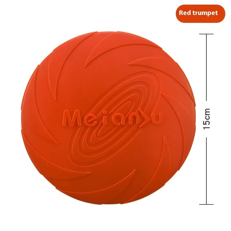 Soft rubber dog frisbee in multiple sizes and colours for outdoor walking and play