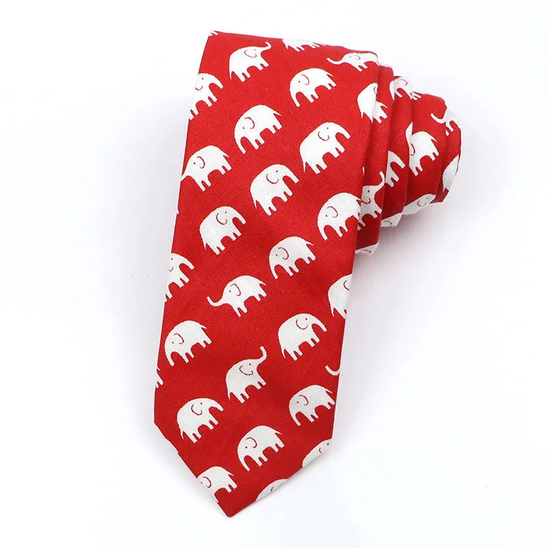 Narrow Korean-style cotton bow tie featuring a colourful cartoon print pattern.