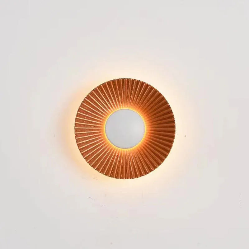 Round aluminium wall lamp with white and gold finish options for bedroom and living room lighting installation