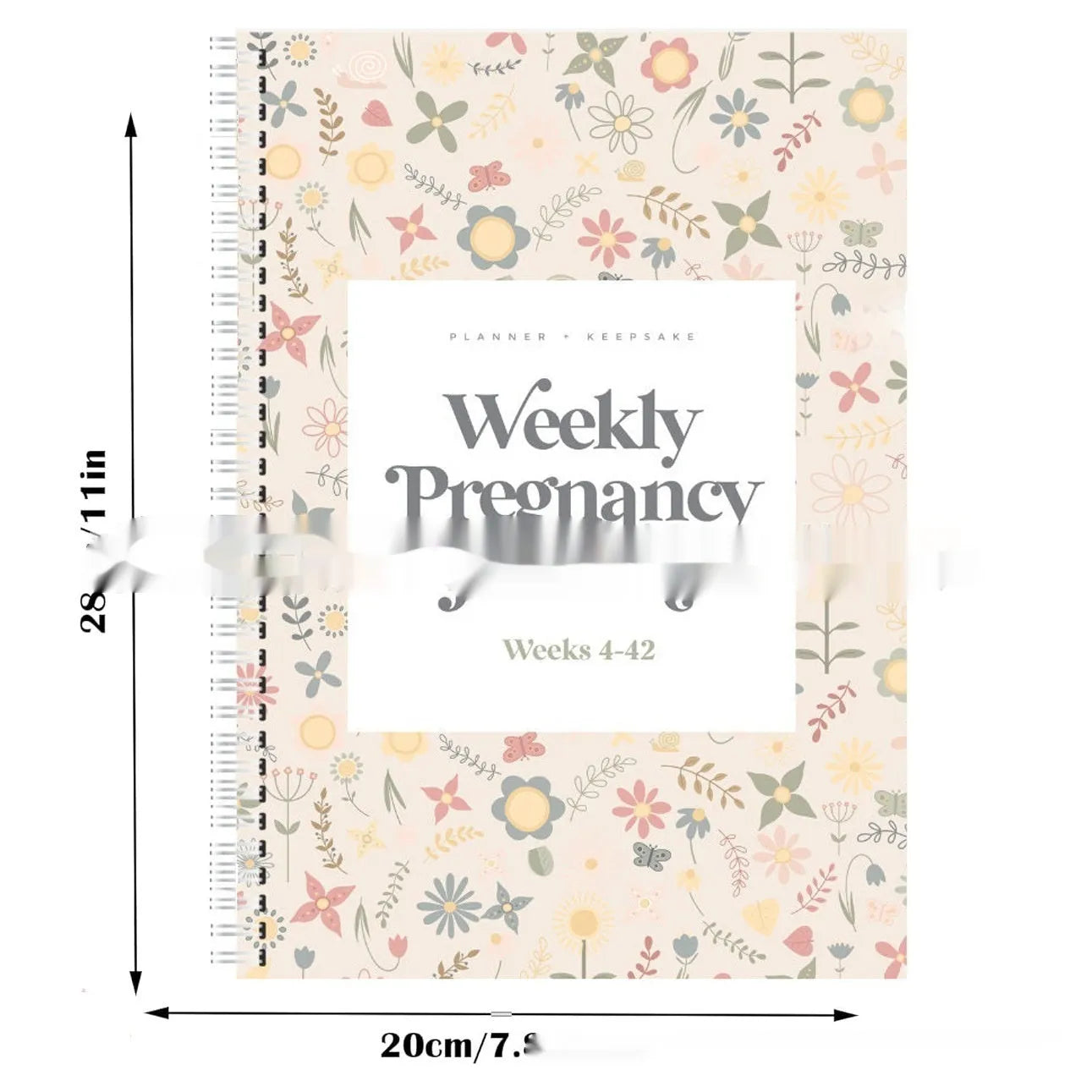A5 Pregnancy Weekly diary notebook open to show weekly tracking pages