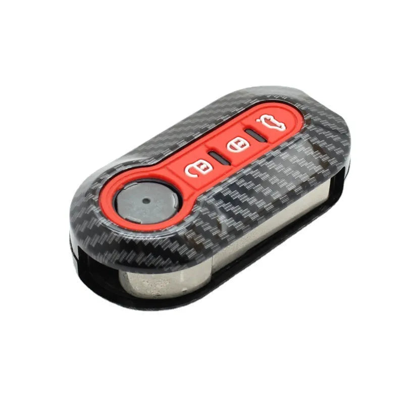 Fiat car key replacement shell case in carbon fibre style, colours black red dark blue
