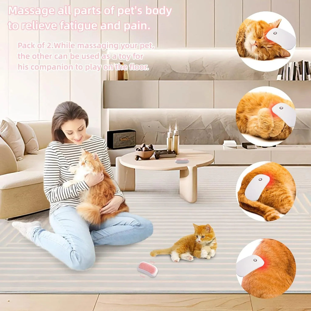 Pink electric pet massage brush with TPE teeth for cat and dog grooming