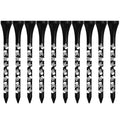 Black bamboo golf shoe dowel pins with skull print in 70mm and 83mm sizes, pack of 10