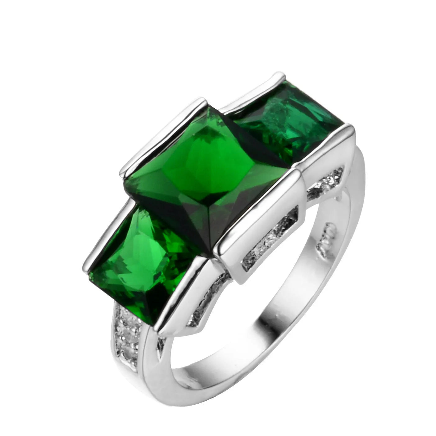 A geometric copper ring in multiple colour options on a size chart showing rings 6 to 10.
