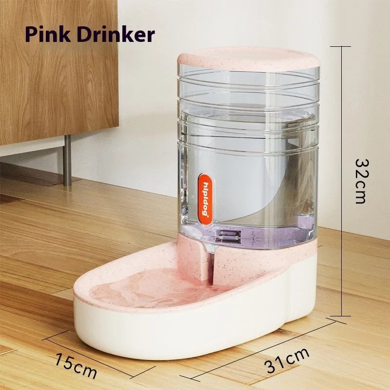 Automatic pet drinker feeder with 3.8L capacity in blue, green, grey, or pink colours