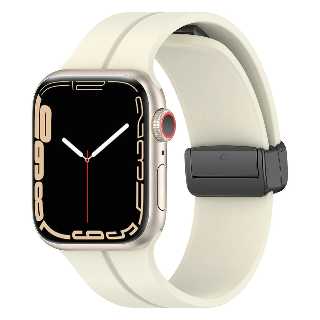 Silicone magnetic band for Apple Watch in black, size 42mm