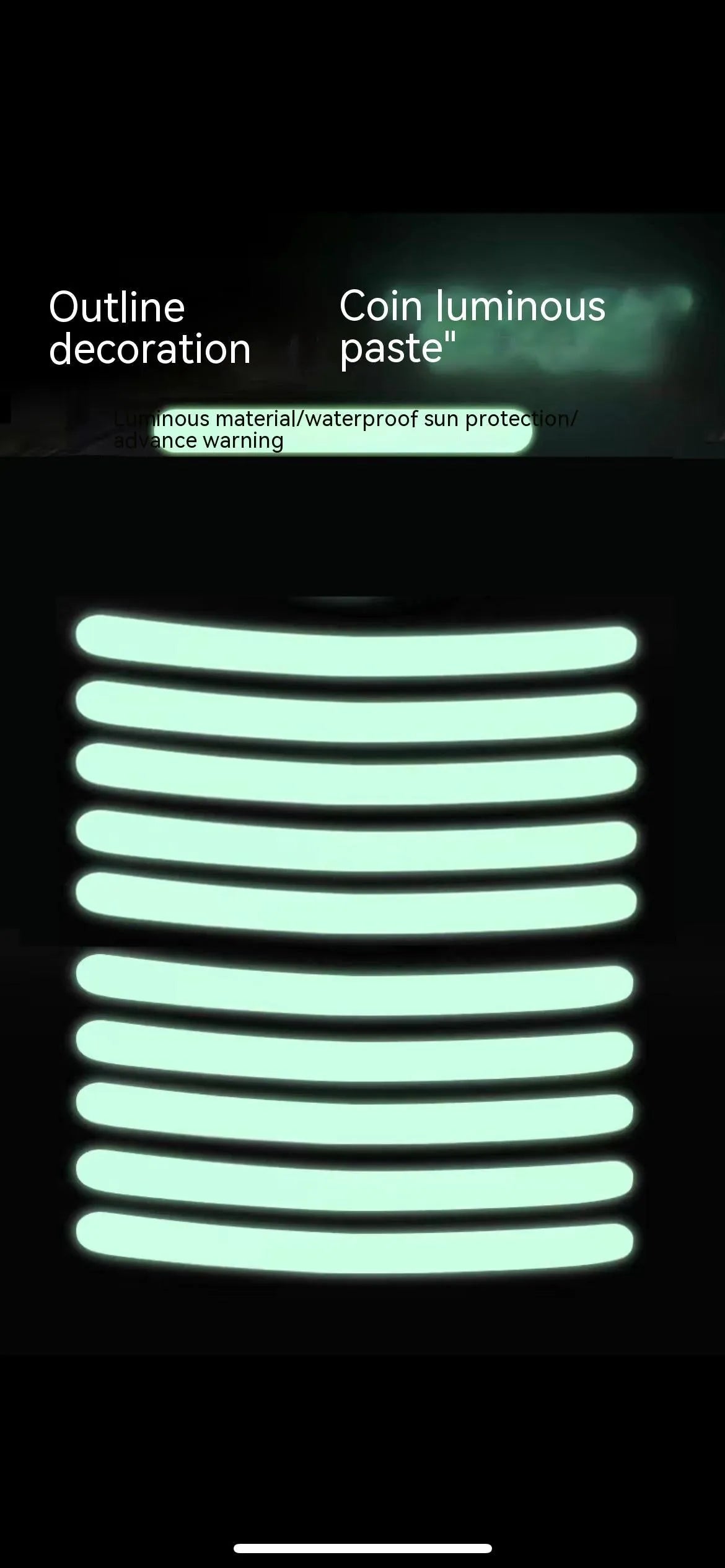 Pack of 20 arc-shaped reflective PVC stickers for car wheel hubs in various fluorescent and metallic colours