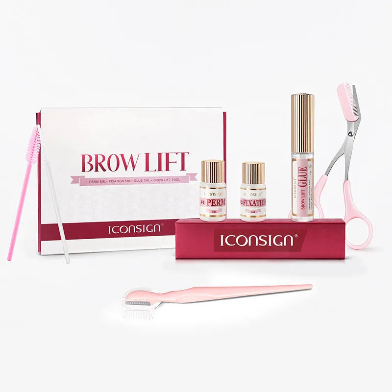 Pink eyebrow quick ironing tool in eyebrow perm styling suit kit for keratosis treatments