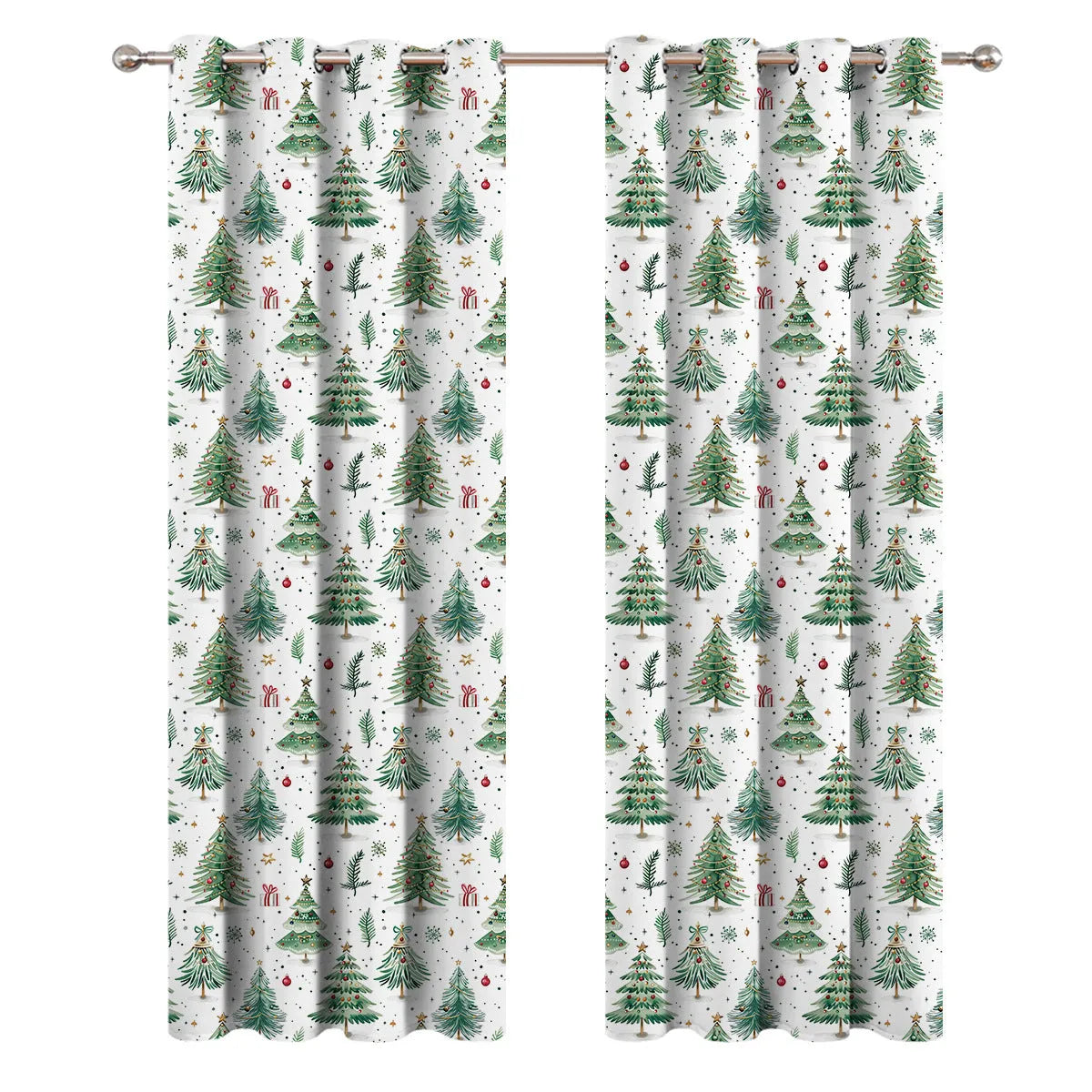 Polyester Christmas Forest pattern punching detail shading curtain in modern style