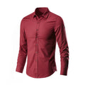 Men's slim-fit long-sleeve linen shirt on a hanger, shown in a light grey colour.