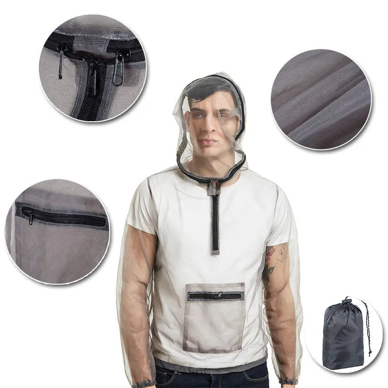 Rayman Jungle Run breathable insect-proof jacket in smoky grey mesh fabric for outdoor activities
