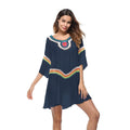 Woman's ethnic crochet beach cover-up top in apricot colour, free size, for sun protection.