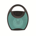 Portable Bluetooth speaker in black, blue, or pink with USB port and playback controls