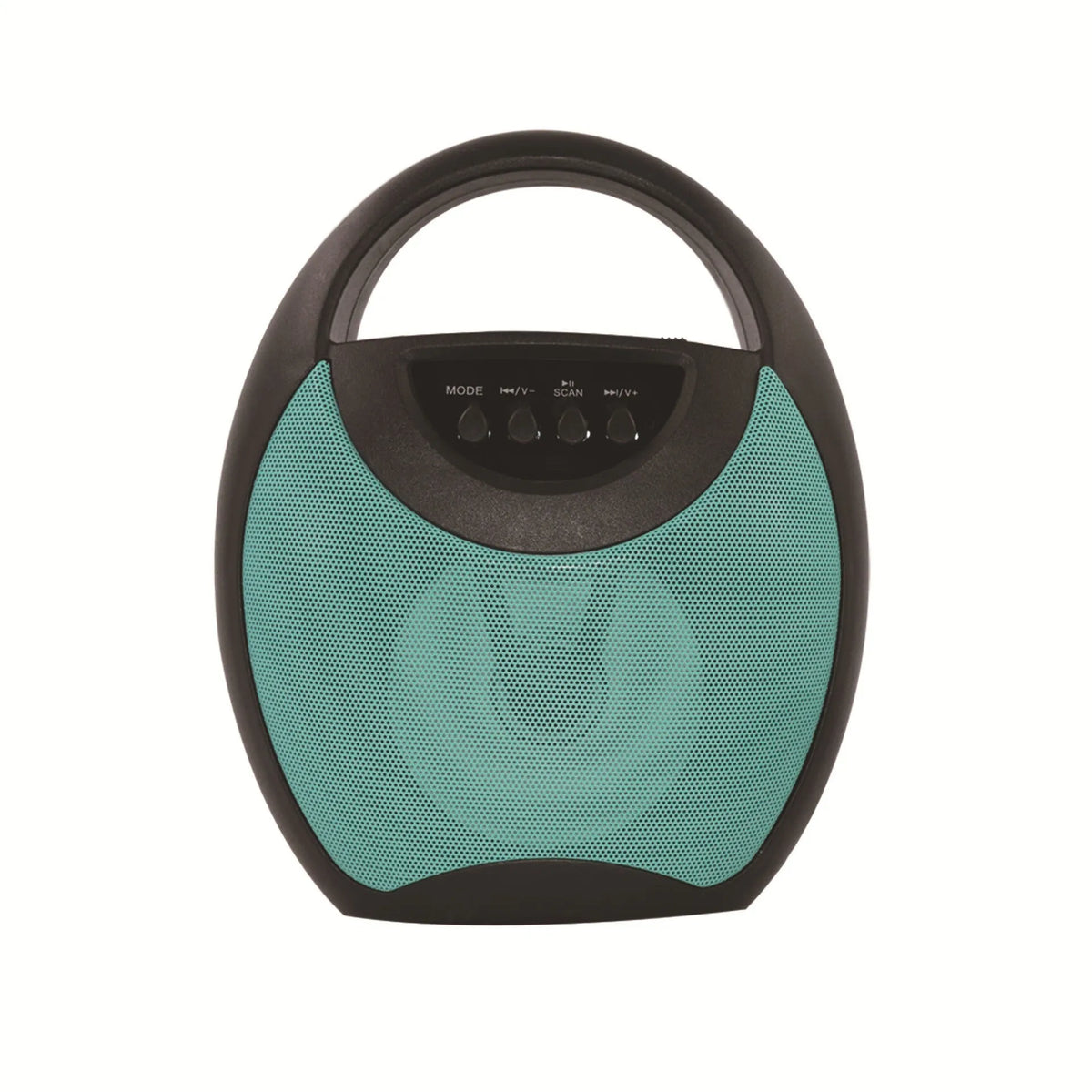 Portable Bluetooth speaker in black, blue, or pink with USB port and playback controls