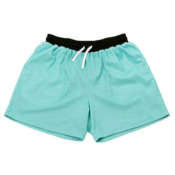 Men's solid colour mesh athletic shorts with quick-drying fabric for summer running and fitness