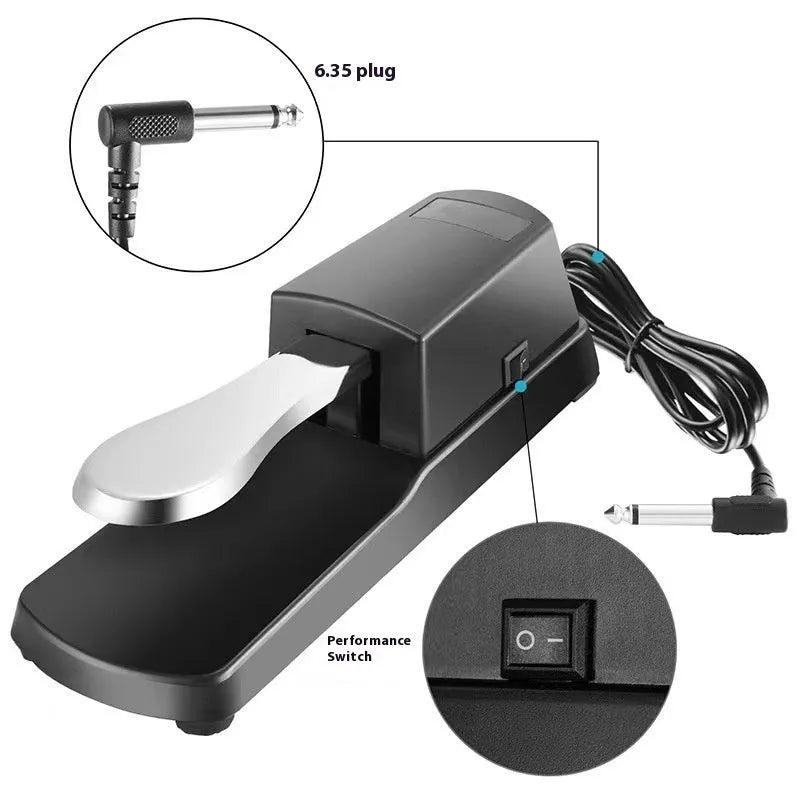 Single sustain pedal for electronic keyboards with 6.35mm jack connector