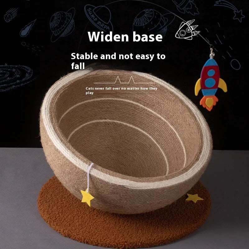 Large integrated cat scratching basin and nest with sisal rope scratching surface and flannel lining in starlight colour