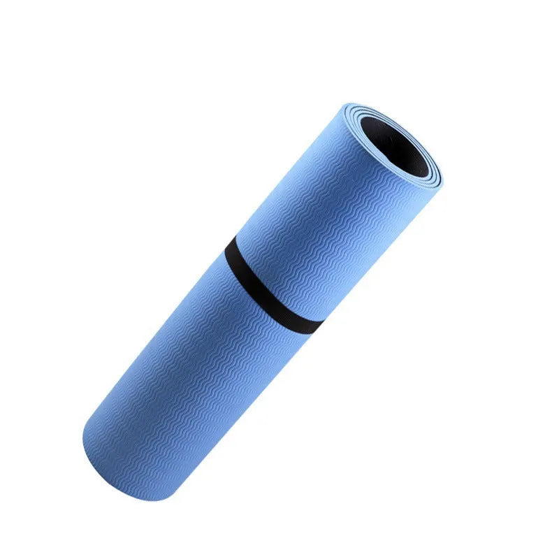 Blue conductive yoga mat with plant pattern measuring 182cm x 61cm