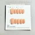 Frosted velvet Cat's Eye false nail art set showing Aurora designs with short ladder sizing
