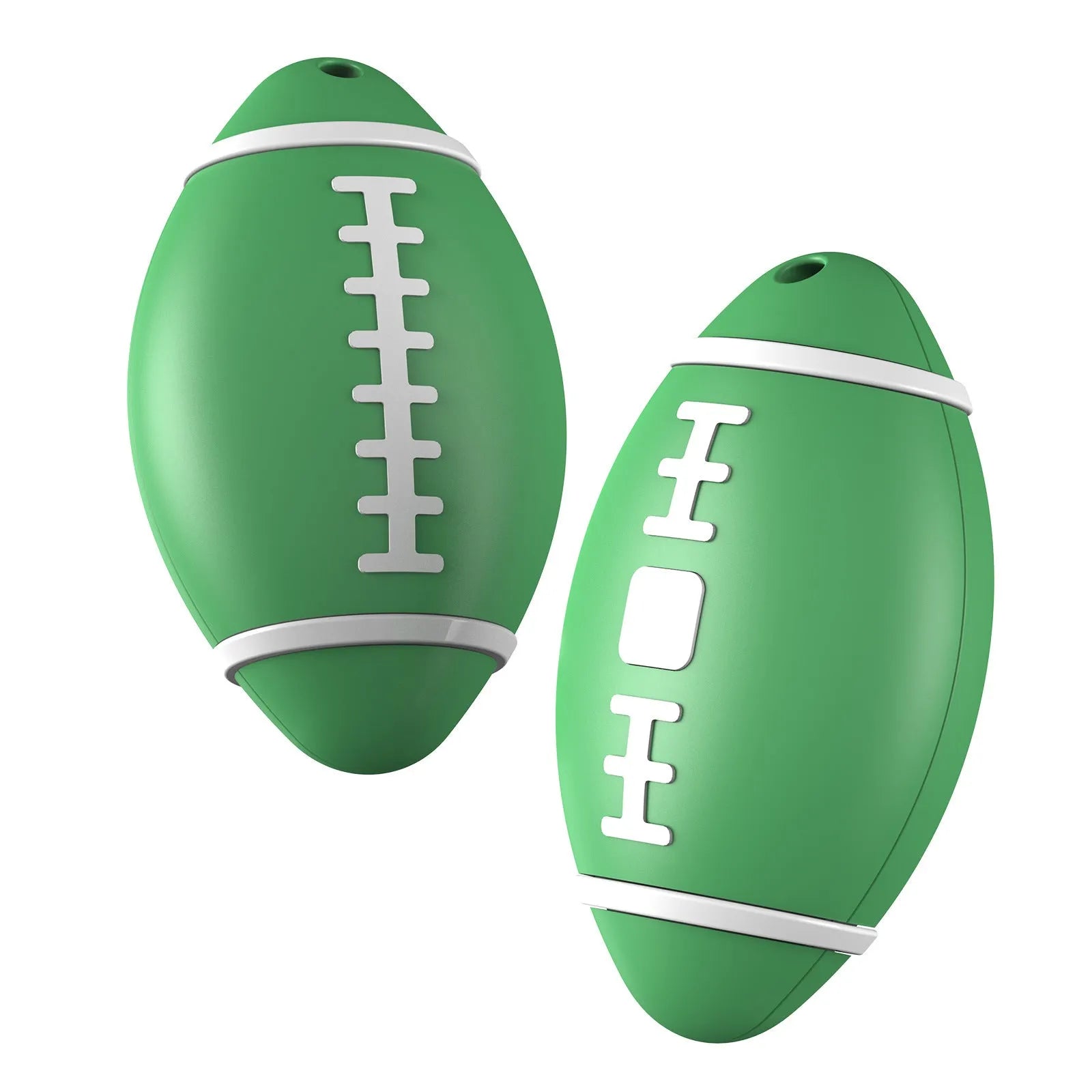 Compact 31.8mm anti-loss alarm device in black, brown, or green with rugby-shaped design