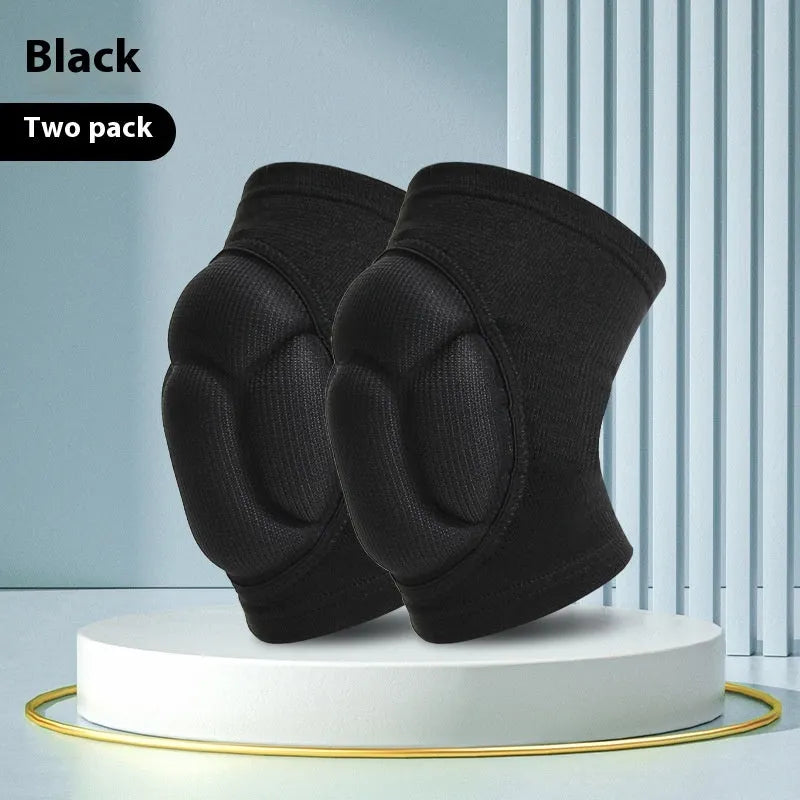 Black and blue thick sponge dance kneepad pair for volleyball hiking and sports protection