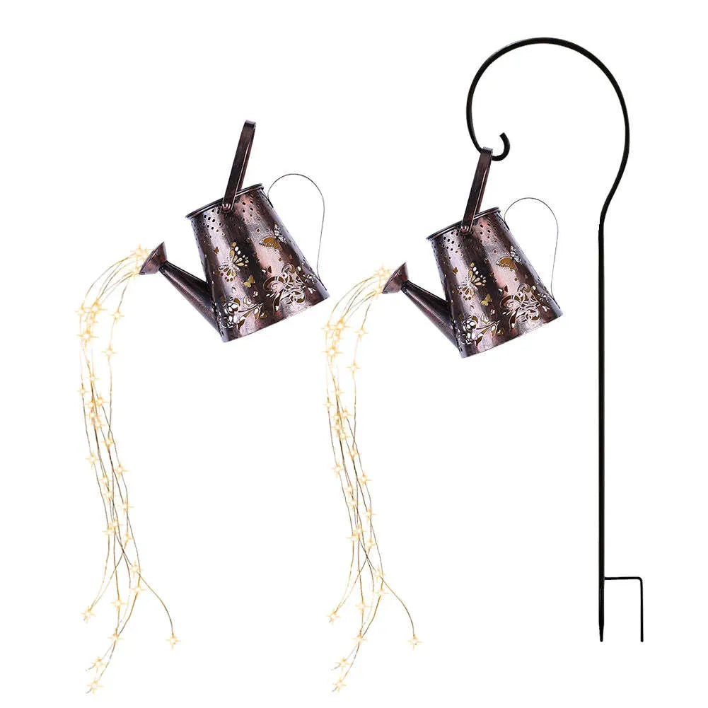 Solar garden lamp with butterfly pattern iron construction and tapered design