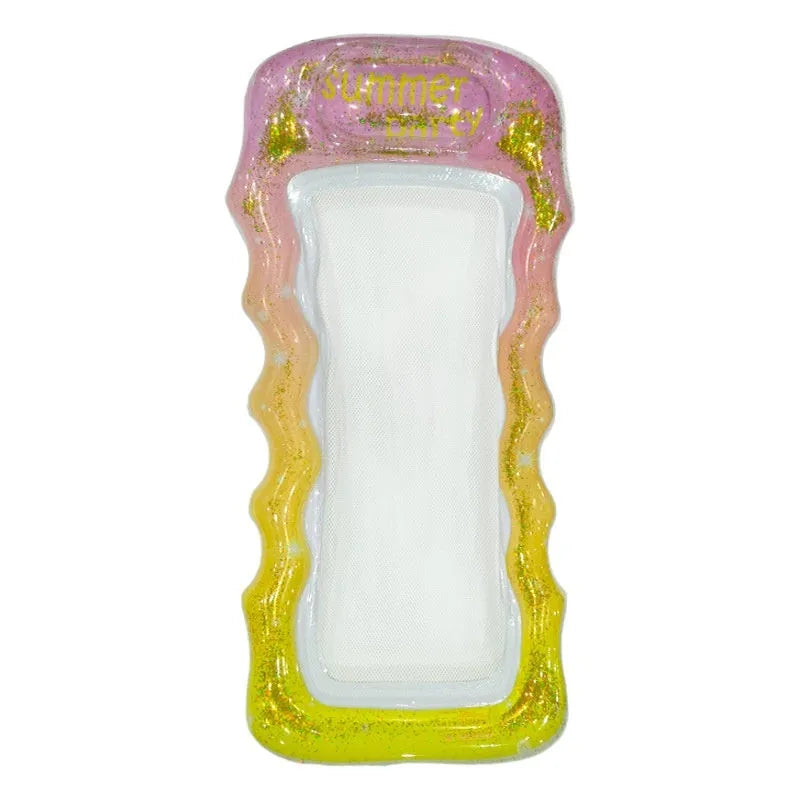 PVC inflatable floating row with sequins in gradient colours for pool and beach use