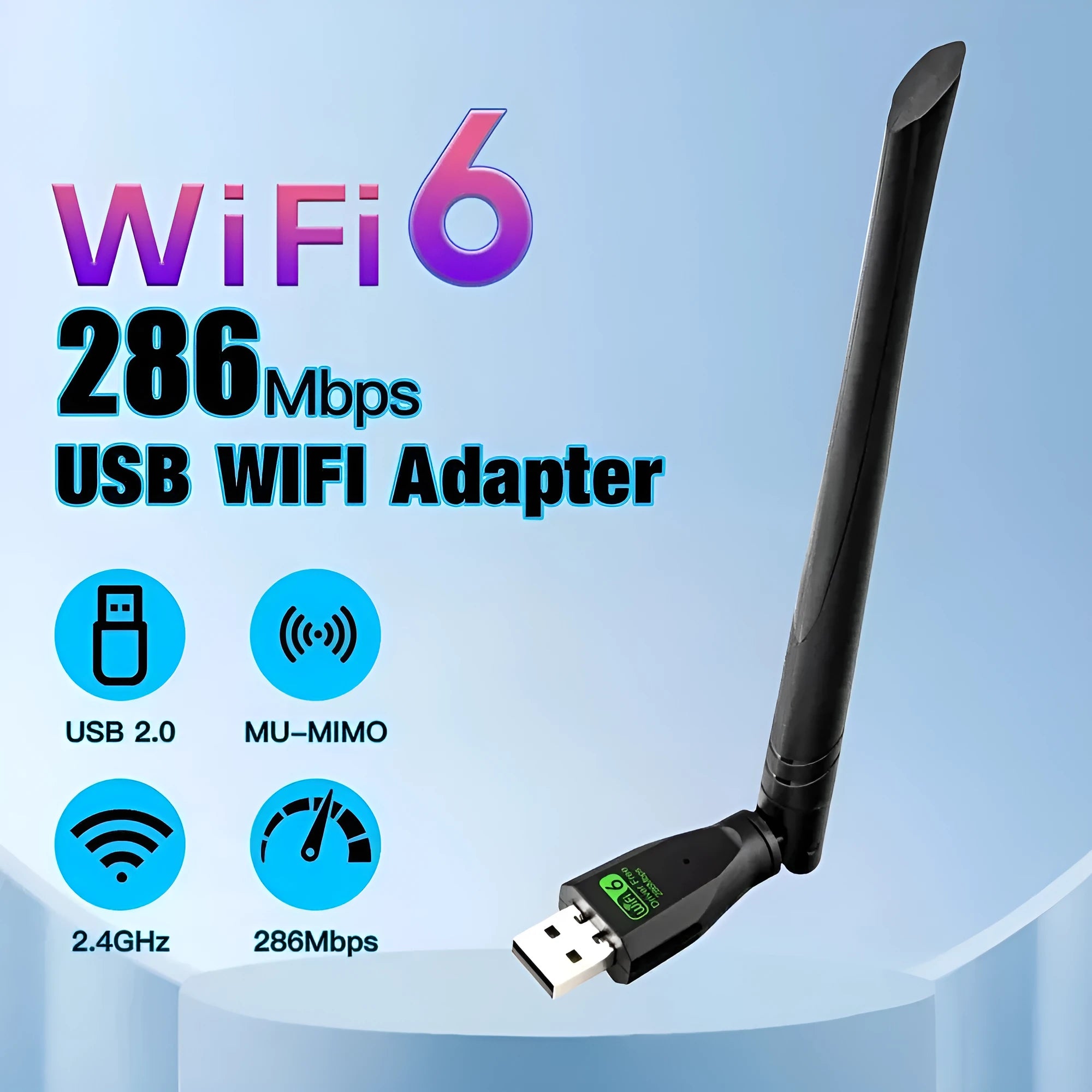 Black USB WiFi6 wireless network card for computer connectivity