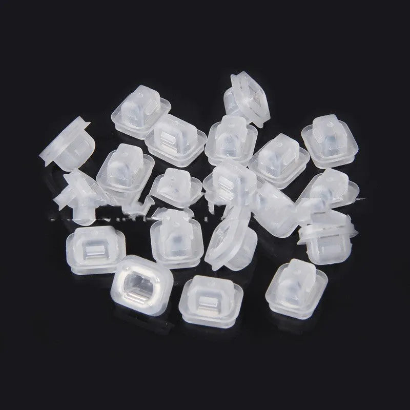BMW E39 E38 seat clip fasteners in peach wood colour, 100-piece pack showing plastic and metal construction