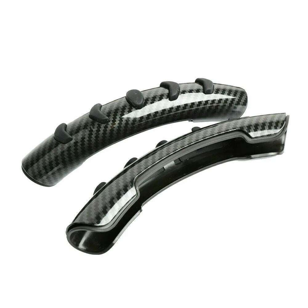 Carbon fibre black steering wheel anti-skid sleeve showing universal 38cm diameter fitment