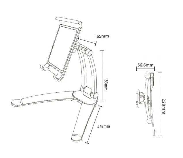 Silver and white aluminum alloy desktop stand holding a tablet at an adjustable angle.