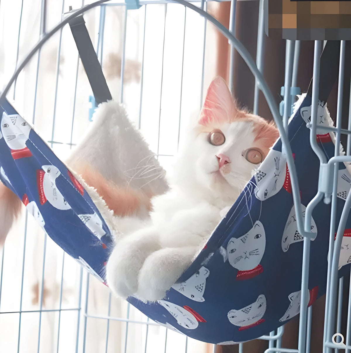 Double-sided cat hammock in lamb cashmere and cotton linen, 52x35cm or 62x44cm hanging cat bed