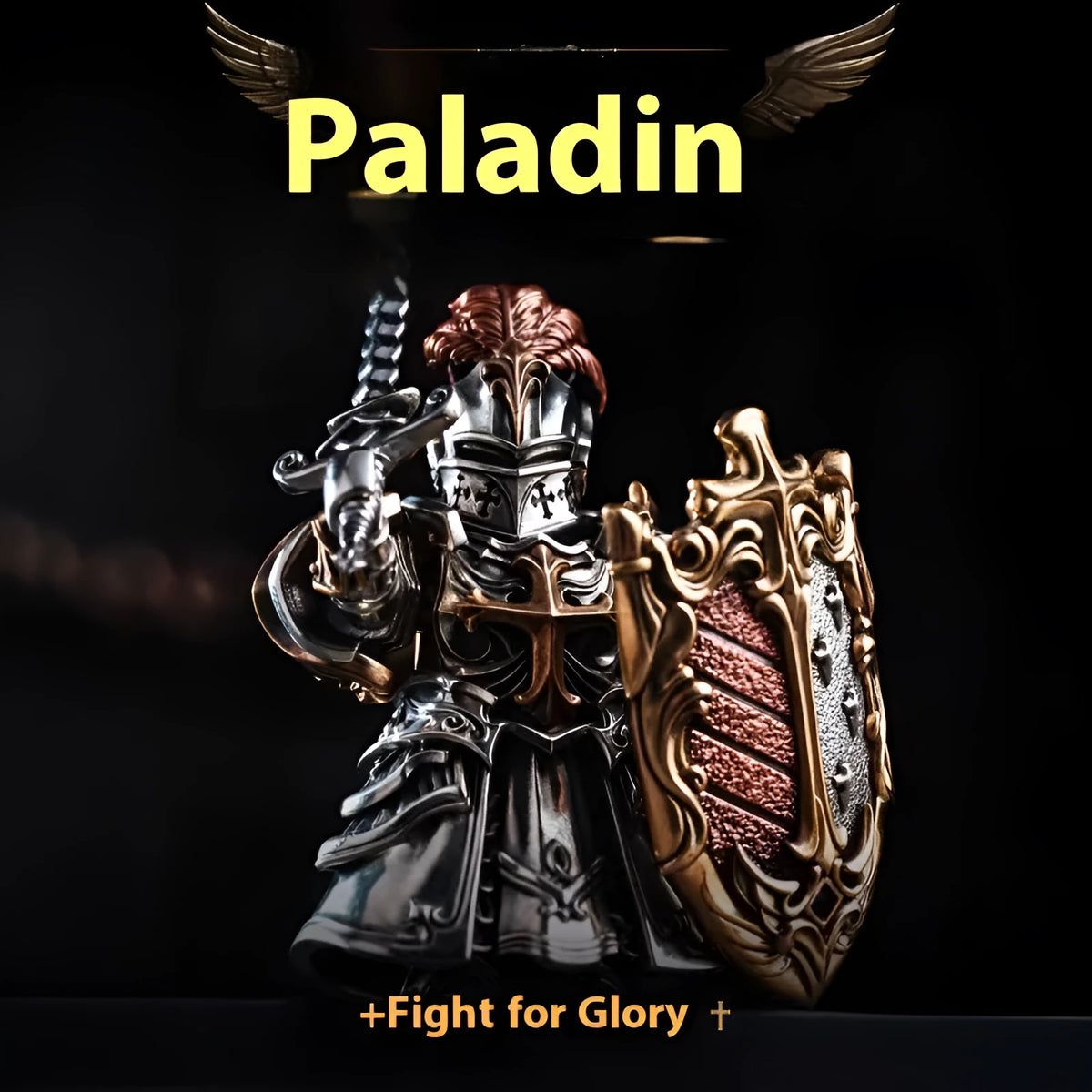 Copper Paladin National Style table ornament with electroplated finish and crusader angel wing options