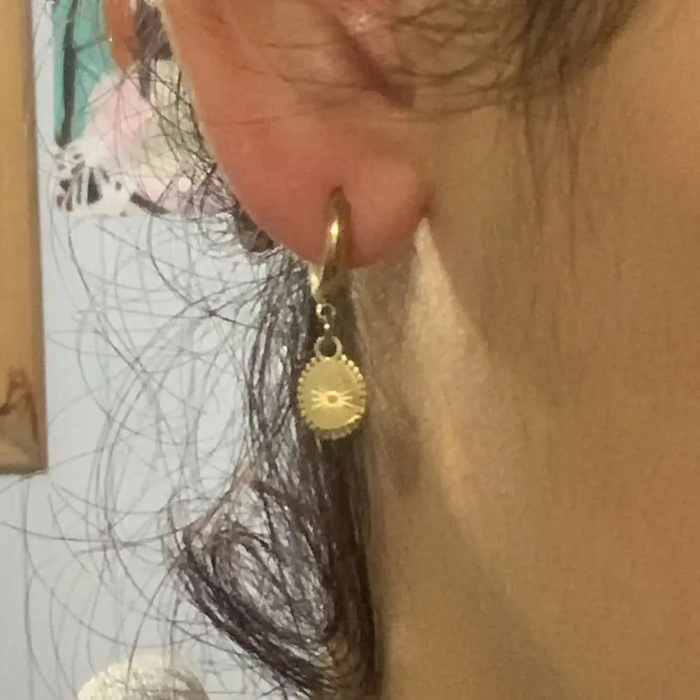 Geometric oval stainless steel ear button earrings in colour XY-EH005 for women.