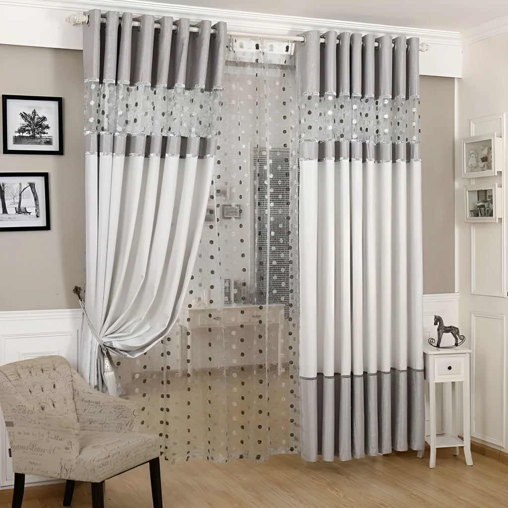 Simple blackout curtain panel showing one of three header styles: hook, Korean hook, or rings.