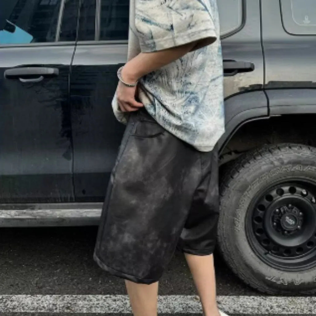 Korean style loose fit T-shirt with tie-dye print design and short sleeves
