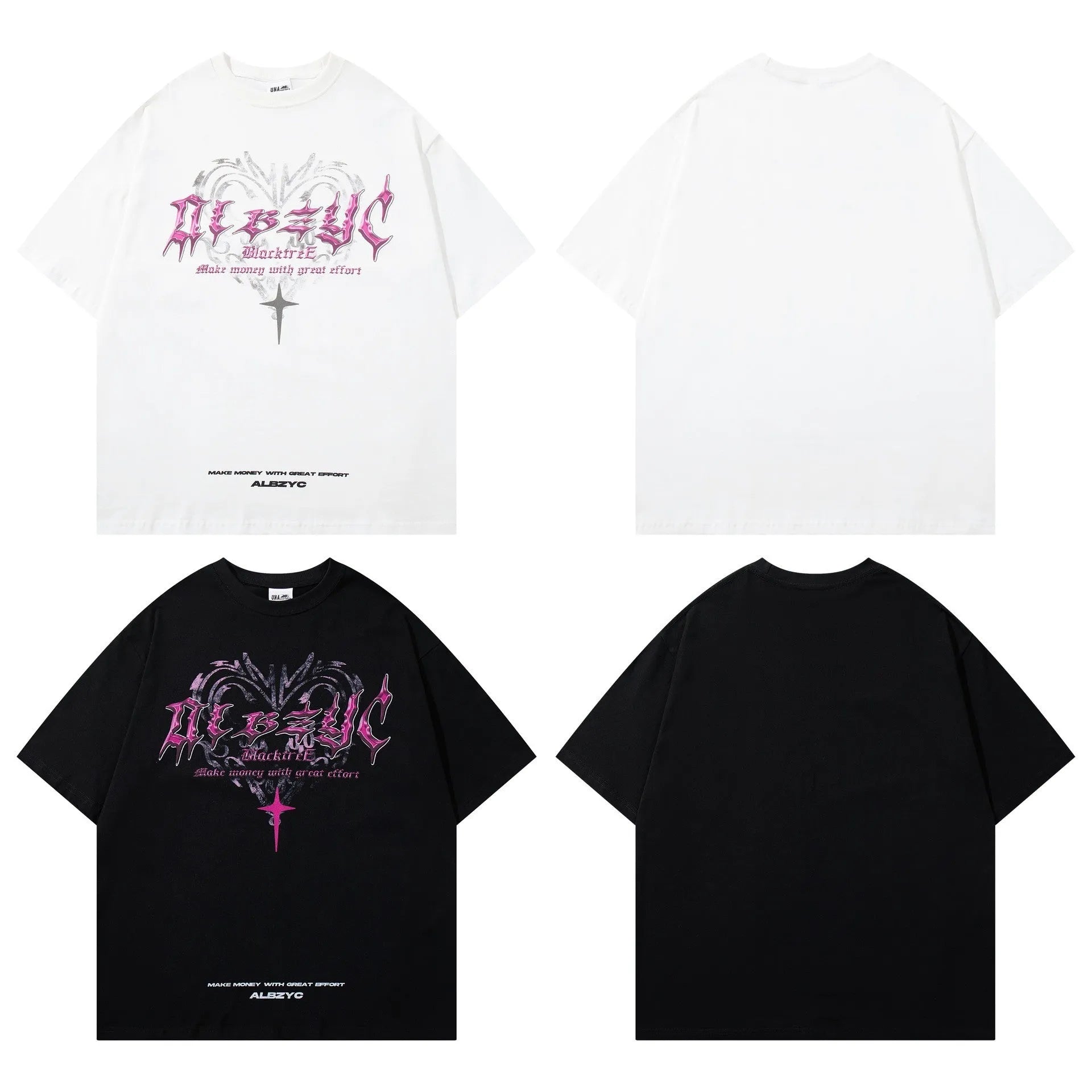 Men's white cotton t-shirt with retro design print showing loose fit and short sleeves