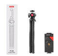 Black octopus mobile phone tripod set with flexible legs and clip extended to 360mm