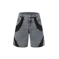 Retro washed denim jacket and trousers suit set in blue or black with short sleeves and loose fit