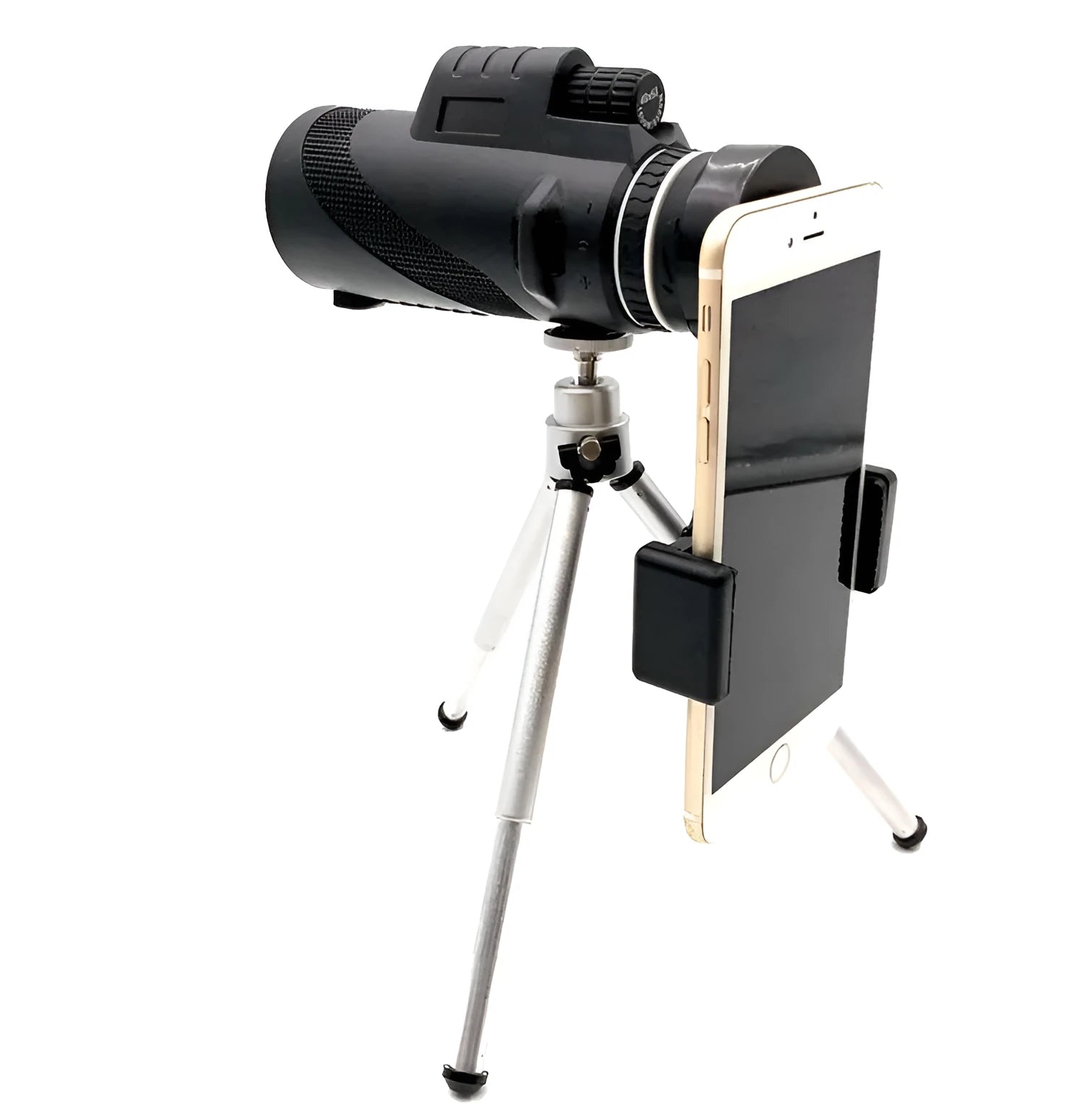 Black monocular telescope with 40x magnification and 60mm objective lens for outdoor observation