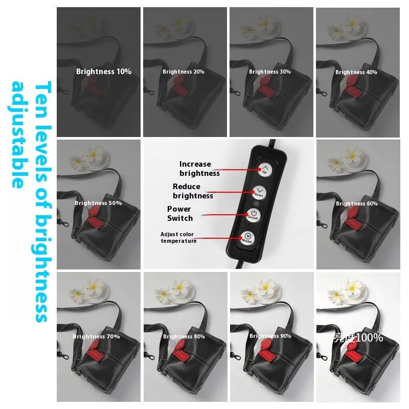 50cm studio photo light box with USB plug and folding three-colour temperature light board