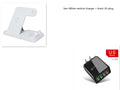 4-in-1 wireless charging station showing phone, Apple Watch, and AirPods charging on adjustable magnetic stand.