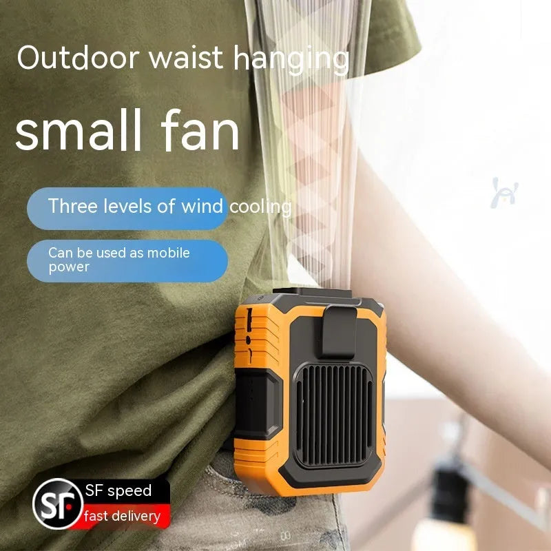 Wrist hanging fan with power bank and light in green, orange, pink, or white colours